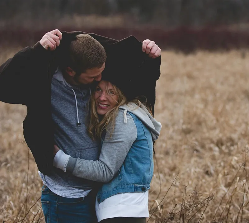 Couple in rain